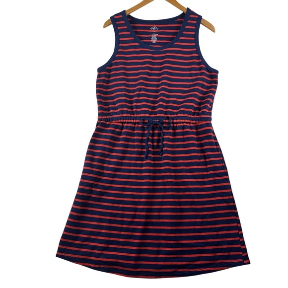 St. John Dresses & Skirts - Navy &‎ Red Striped Sleeveless Dress W/ Pockets St. Johns Bay L Nautical coastal
